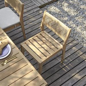 Solid Teak Wood Garden Set Furniture for with Woven Back Dining Chair Modern Style <b>Outdoor</b> Dining <b>Table</b> Set - Product Image 6