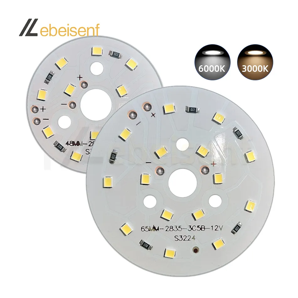 LED Circular Light Panel DC 12V 5W 7W Diameter 48mm 65mm Aluminium Round Lamp Board Highlight SMD2835 LED Beads Warm White