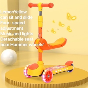Trottinette 3-en-1 en plastique pour enfants avec musique et siège, pliable, hauteur réglable, pour les <span class=keywords><strong>2</strong></span>-12 ans - Product Image 1