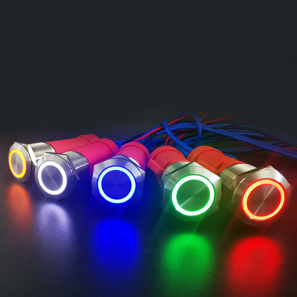 IP67 20amp Heavy Load Lamp Illuminated High 22mm 19mm Metal Marine Push Switch Button