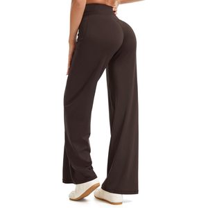 FOXA Pantalones de yoga de pierna ancha para mujer, cintura alta, sin costura frontal, con bolsillos, leggings de entrenamiento - Product Image 2
