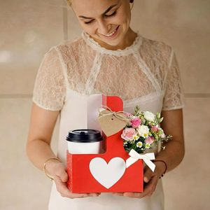 ที่ใส่แก้วน้ำแบบใช้แล้วทิ้งรูปหัวใจ 2 ใบ พร้อมหูหิ้ว สำหรับวันแม่ ที่ห่อแก้วรูปหัวใจ สำหรับของขวัญวันแม่ ของขวัญงานแต่งงาน สีแดง - Product Image 6