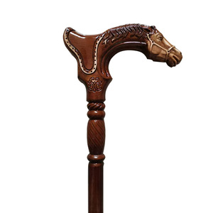 Canne en bois massif Fiage avec poignée en forme de tête de cheval, détachable, 2 sections, pour personnes âgées, 90-95 cm - Product Image 2