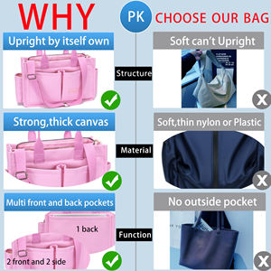 حقيبة كبيرة من قماش الكانفاس متقاطعة مع الجسم وردية اللون حقيبة مدرسية للنساء - Product Image 4