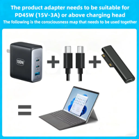 Adaptateur d'alimentation USB-C DC 45W 15V 3A avec câble pour Microsoft Surface Pro 7/6/5/4/3, prise de charge rapide Type-C PD