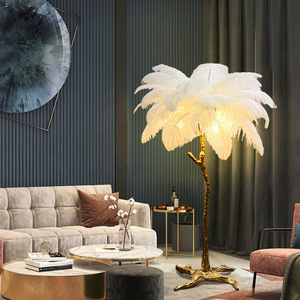 Lámpara de Pie Nórdica con <span class=keywords><strong>Plumas</strong></span> de Avestruz, Base de Cobre, Iluminación Interior Moderna, Decoración para el Hogar, Luces de Pie con <span class=keywords><strong>Plumas</strong></span> de Avestruz - Product Image 6