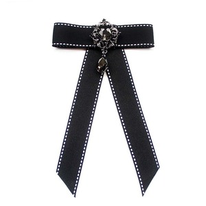 Fleur de col pour <span class=keywords><strong>uniforme</strong></span> JK féminin, nœud papillon polyvalent en ruban noir et blanc - Product Image 6