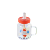 YS Tasse à lait en verre borosilicate de 830 ml avec poignée et paille – Durable, résistante à la chaleur, compatible lave-vaisselle et micro-ondes, motif dessin animé pour enfants
