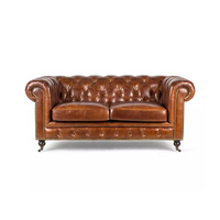 Ensemble de canapés de luxe haut de gamme, canapé de bureau en cuir marron style campagnard pour la maison, le bureau, l'appartement, l'utilisation commerciale