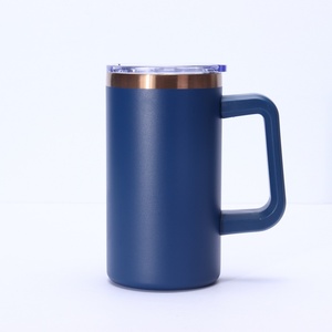 Tazza da Campeggio in Acciaio Inox a Doppia Parete da 20oz con Incisione Laser, Placcatura Oro Arcobaleno, Tumbler da Viaggio per Caffè con Manico - Product Image 2
