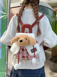Cartoon Teddy Bear Plush <b>Backpack</b> Girls Trendy Fresh Sweet Style PP Cotton Filled Environment Friendly Christmas School Bag - Product Image 5