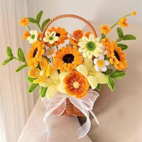 Kit de fleurs artisanales en fil de chenille, bouquet de tiges de chenille avec instructions vidéo, kit de fil de chenille DIY, pour la fête des mères