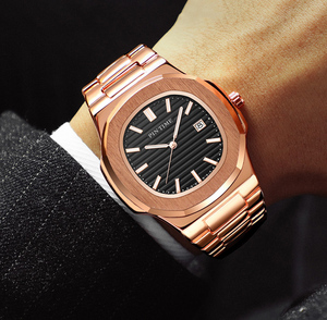 Célèbre marque hommes montre étanche en acier inoxydable bracelet classique hommes Business Casual OEM conception personnalisée Logo montre-bracelet à Quartz - Product Image 6