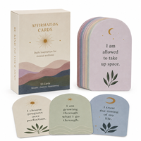 Ensemble de cartes d'affirmation positives personnalisées élégantes, cartes d'encouragement et de communication avec support en bois dans une boîte rigide pour cadeaux