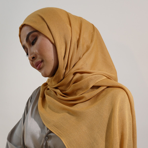 ฮิญาบแบบยืดได้ผ้าโมดอลแบบยาวผ้าทอสีแบบหรูหราผ้าฮิญาบแบบไม่โปร่งใส - Product Image 4