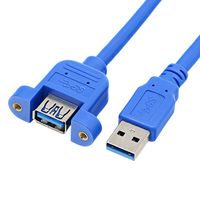 Cable de Extensión USB 3.0 Macho a Hembra para Montaje en Panel, Espaciado de Orificios para Tornillos de 30 mm