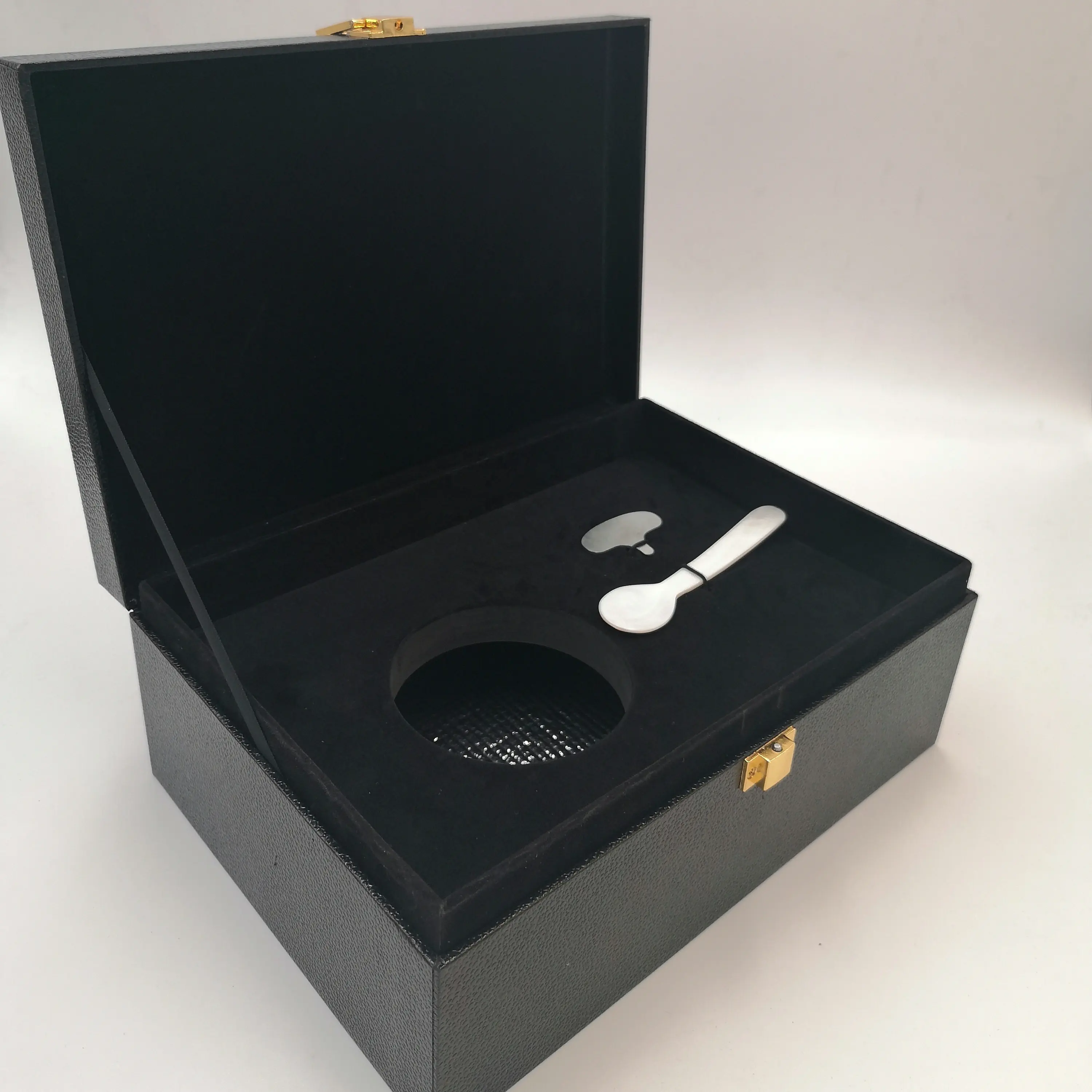 Luxury custom black caviar regalo scatola di imballaggio può mettere impacco di ghiaccio