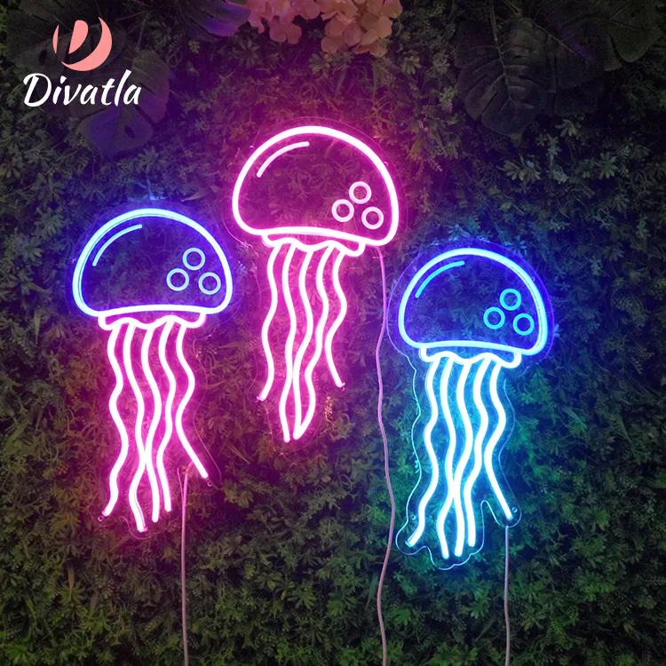 DIVATLA Manufacturer Jellyfish Color Custom Design Acrylic Board Wall Strip Lighting 5W LED Neon Sign