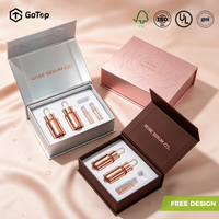 Boîte à rabat magnétique de luxe en carton rigide, style livre, avec gaufrage doré, élégante, pour sérum, avec plateau personnalisé
