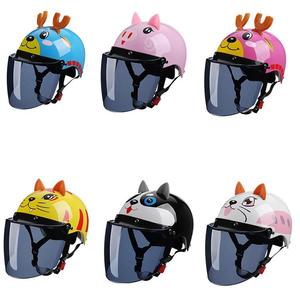 女性漫画3D耳動物フルシーズンハーフライディングヘルメットロングショートレンズ電動バイクヘルメット - Product Image 2