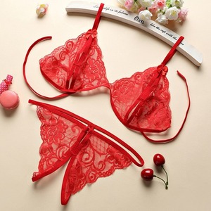 Conjunto de sujetador y tanga de encaje negro, lencería sexy para mujer, ropa interior transparente de dos piezas, ropa íntima. - Product Image 3