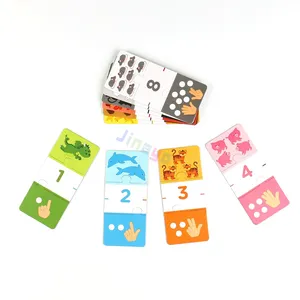 Custom Animal Educational Domino Flash Cards Jigsaw Puzzles for Kids Number Cognition Brain Training Top Quality