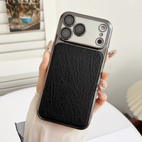 Étui de téléphone antichoc en cuir PU électroplaqué pour iPhone 17 Pro Max/17 Pro/17 Air/17 avec protection de l'appareil photo et protection contre les chutes