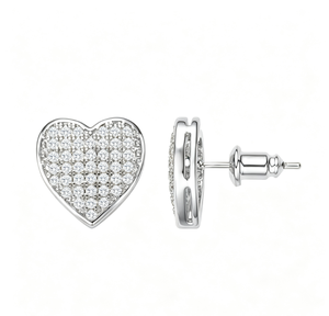 Pendientes de Corazón con Micro Pavé de Circonitas, Bañados en Rodio, Brillantes, Regalo de San Valentín, Joyería al por Mayor - Product Image 1