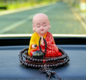 เครื่องประดับสำหรับรถยนต์รูปพระแบบโรบริคพลังงานแสงอาทิตย์ขนาดเล็กอุปกรณ์เสริมสำหรับรถยนต์ที่มีการเคาะลงบนปลาที่ทำจากไม้พระขนาดเล็ก - Product Image 6