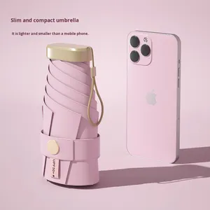 <b>Mini</b> 50% Color Glue Sunscreen Pocket Dual-use Sun Rain Women's <b>Printed</b> Logo Manufacturer's Ready Stock Wholesale Umbrella - Product Image 4