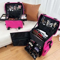 Valise de maquillage professionnelle à roulettes, souple, écologique, grande capacité, pour coiffeur, artiste, salon, voyage
