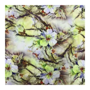 Nieuwste Ontwerp Beste Groene Bloemen Clematis Bloesem Faux Katoen Poplin Gesponnen Polyester Digitale Print Stoffen Voor Rok Pak Doek