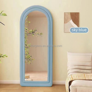 <span class=keywords><strong>Miroir</strong></span> sur pied en tissu flanelle pleine longueur, forme arquée irrégulière, pour chambre et hôtel, fourni directement par l'usine - Product Image 5