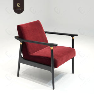 Antika özel kırmızı şarap oturma odası ahşap kumaş koltuklar - Product Image 5