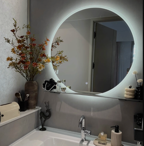 <span class=keywords><strong>Miroir</strong></span> de maquillage LED rond moderne et minimaliste avec éclairage arrière, <span class=keywords><strong>miroir</strong></span> LED mural anti-buée pour salle de bain - Product Image 4