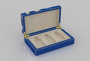 Handmade <b>Blue</b> Wooden Perfume Gift Box 3 Bottles Packed Custom Logo Factory Wholesale for Perfume <b>Storage</b> Display Jewelry <b>Boxes</b> - Product Image 5