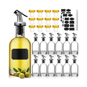7 oz Raw Clear Round Glass Bottles Olive Oil Dispenser Oil Vinegar Sauce With screw aluminum lid