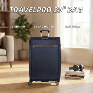 Valise souple extensible <span class=keywords><strong>Travelpro</strong></span> Platinum Elite à roulettes pivotantes, fermeture éclair en nylon, bleu marine véritable à carreaux - Grande taille 29 pouces - Product Image 2