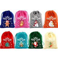 Groothandel Kerstcadeautas van rode flocking stof met cartoonprint 20*30cm model Fruit Candy