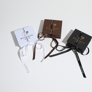 Customizable Rigid Paperboard Jewelry <b>Box</b> with Satin Ribbon Closure for Earrings <b>Rings</b> Necklaces - Product Image 3