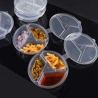 Boîte à sauce jetable à trois compartiments avec gobelet intégré, mini-récipient à condiments anti-fuite en PP de qualité alimentaire pour vente en gros