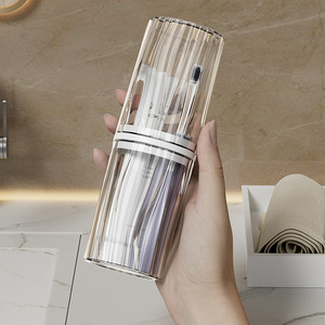 Travel <b>Toothbrush</b> <b>Holder</b> Set Transparent Plastic Foldable With Toothpaste And Brush Storage For Bathroom And Travel Use - Product Image 3