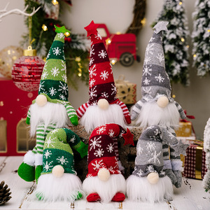Hot Selling Xmas Tree Decorations Faceless Forest Old Man Snowflake Knitted Hat Light Rudolph Hanging Leg Gnome Doll Wholesale - Product Image 2
