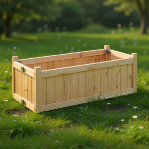 Bac à légumes surélevé en bois pliable, bois naturel, 48x24x16 pouces, pour herbes, fleurs, fruits, fournitures de jardinage extérieur - Product Image 2