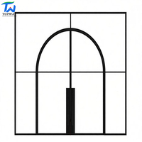 Porte en fer forgé de style français minimaliste moderne noire sur mesure, forme arquée, double entrée