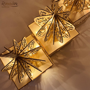 Lanterna in Legno a Forma di Luna e Stella per Eid Ramadan, Scatola Portadolci per Feste Islamiche Musulmane, Decorazione per la Casa, Regalo Personalizzato - Consegna Veloce all'Ingrosso - Product Image 4