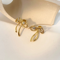Boucles d'oreilles en diamant cloutées Sweet Bow Joyas De Acero Inoxidable Al Por Mayor Boucles d'oreilles minimalistes en acier inoxydable à la mode