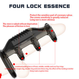 Vibrierender <span class=keywords><strong>Penis</strong></span> ring mit vier Ringen Verzögerung Ejakulation schloss für Männer Leistungs starke Vaginal-und G-Punkt-Stimulation paare Sexspielzeug - Product Image 3