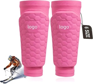 Manchon de compression pour mollet avec logo personnalisé, coussinets en nid d'abeille pour le football, <span class=keywords><strong>protège</strong></span>-tibias respirant pour le <span class=keywords><strong>ski</strong></span>, <span class=keywords><strong>protège</strong></span>-tibias de football pour enfants et adultes - Product Image 2