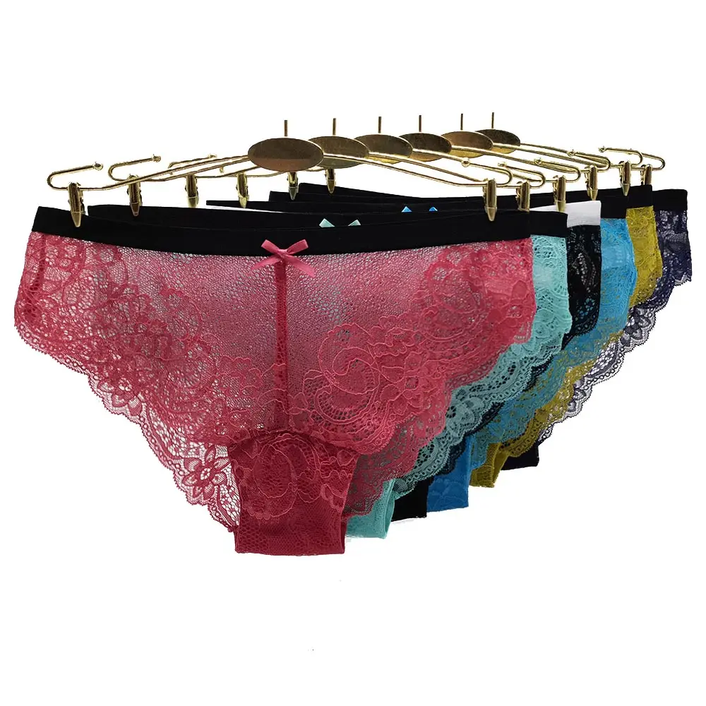 Low Rise Full Sexy Lace Transparent Underwear Women Cotton Briefs Panties 89498
